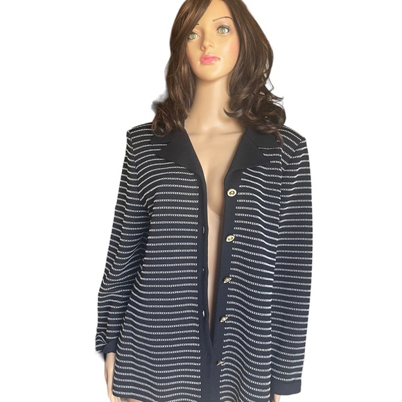 St. John collection black/White cardigan large jacket size 14 - Picture 4 of 10